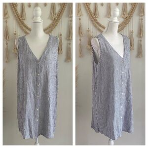 GAP striped linen mini dress sleeveless swimsuit coverup travel resort wear L